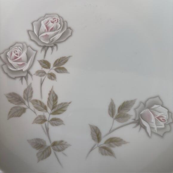Noritake Edenrose 4 Salad Plates Gray/Pink/White Roses VTG - Picture 3 of 14